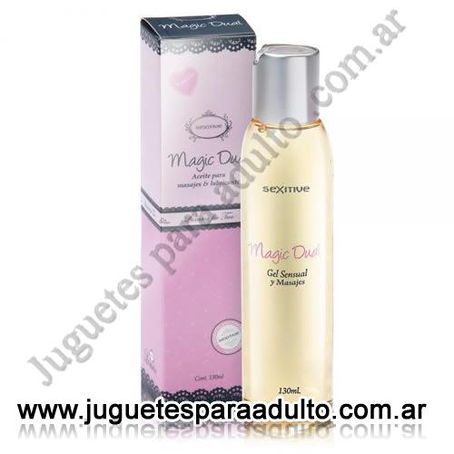 Aceites y lubricantes, Lubricantes sexitive, Magic Dual - Aceite para masajes & Lubricantes.  Aroma: Caramelo 100ml